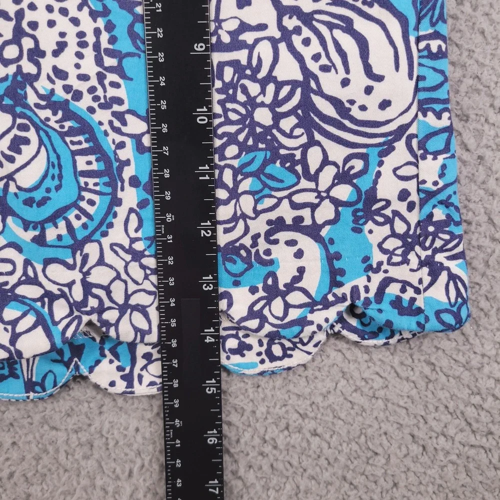 LILLY PULITZER Skort Size 6 Colette Scallop Hem Cotton Blue Hippy Print